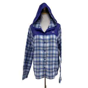 Under Armour Hoodie Womens M Medium Multi Tradesman Flannel Plaid Snap Button Up